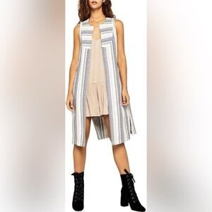 FINAL PRICE DROP BCBGeneration Womenβs Lace-Up Long Striped Boho Cardigan Vest